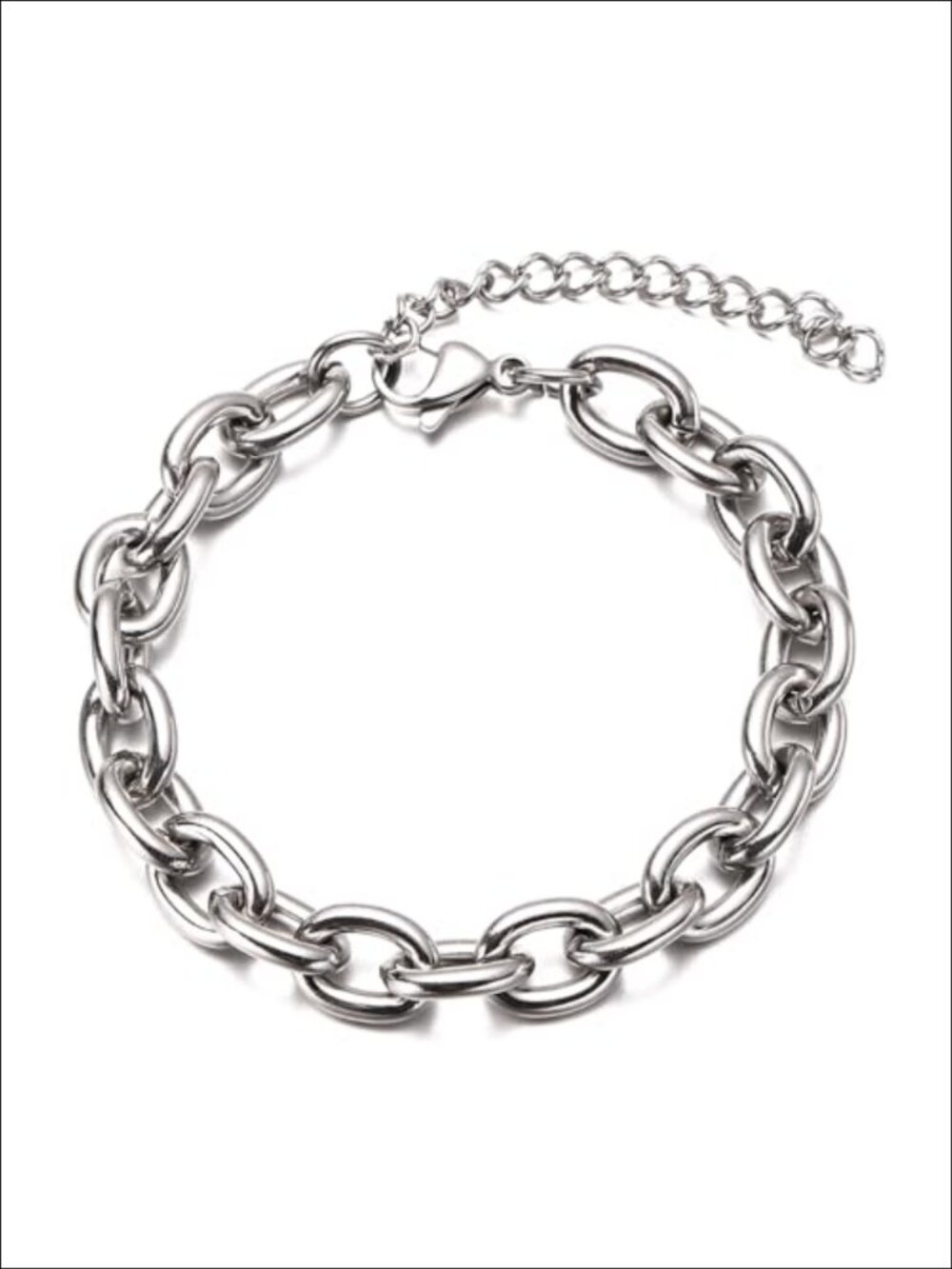 Stainless Steel Cable Chain Chunky Bracelet Adjustable Unisex Link